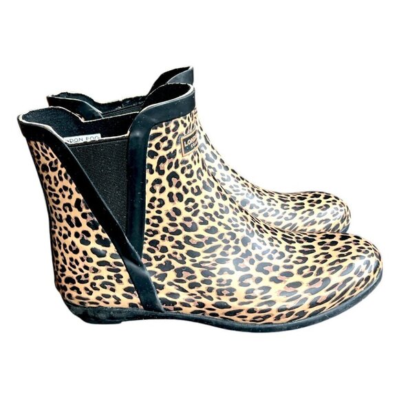Women's London Fog Piccadilly Waterproof Leopard Animal Print Rain Boots Size 8 - Picture 2 of 9